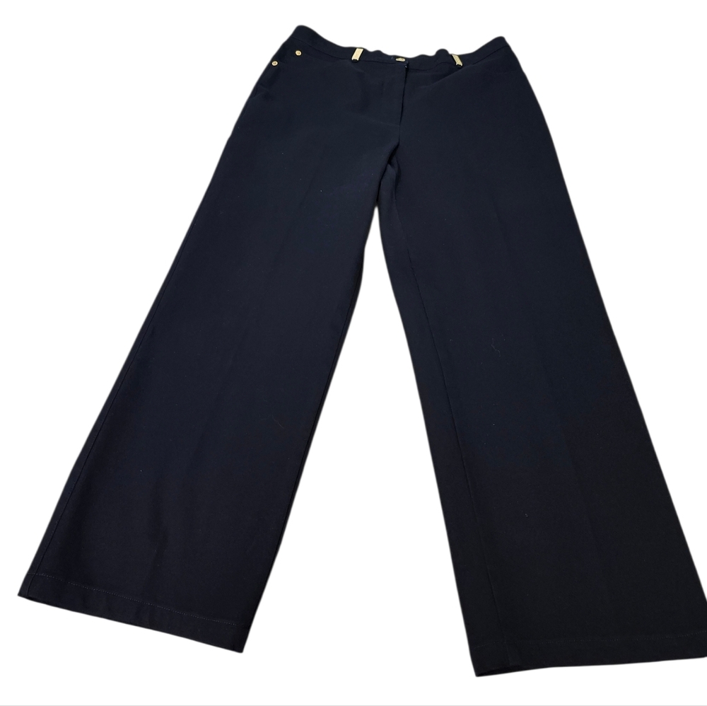 St. John Elegant Navy Blue Wide-Leg Women's Pants- 12 & 14 Office Casual